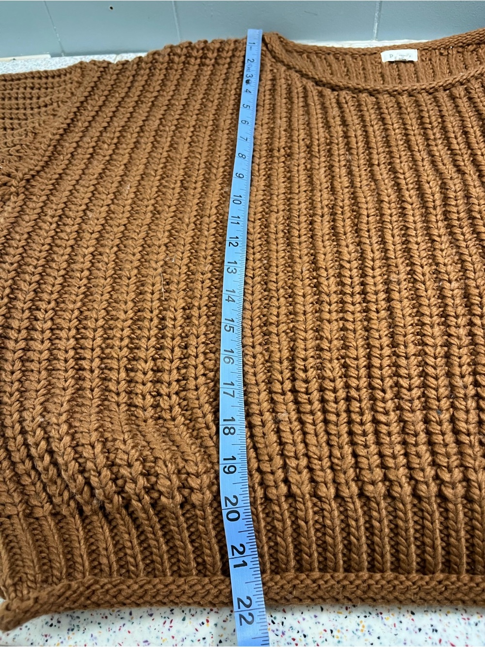 Anthropologie POL Fisherman Sweater Chunky Knit Oversized Rust Women’s Size S - Picture 6 of 8